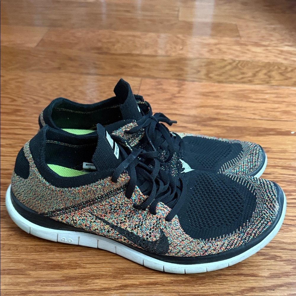 Nike Black and Multicolor Knit Running Shoes